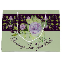 Bolsa De Regalo Grande Mauve Rosas con verde