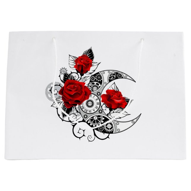 Bolsa De Regalo Grande Media luna mecánica con rosas rojas (Anverso)