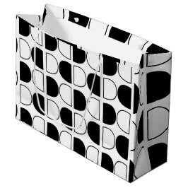 Bolsa De Regalo Grande Medio Círculo Geométrico Negro y Blanco