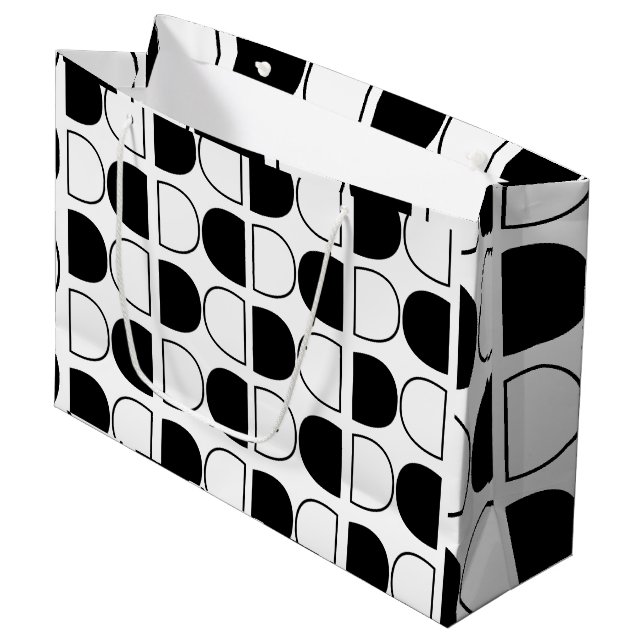 Bolsa De Regalo Grande Medio Círculo Geométrico Negro y Blanco (Angulo Anverso)