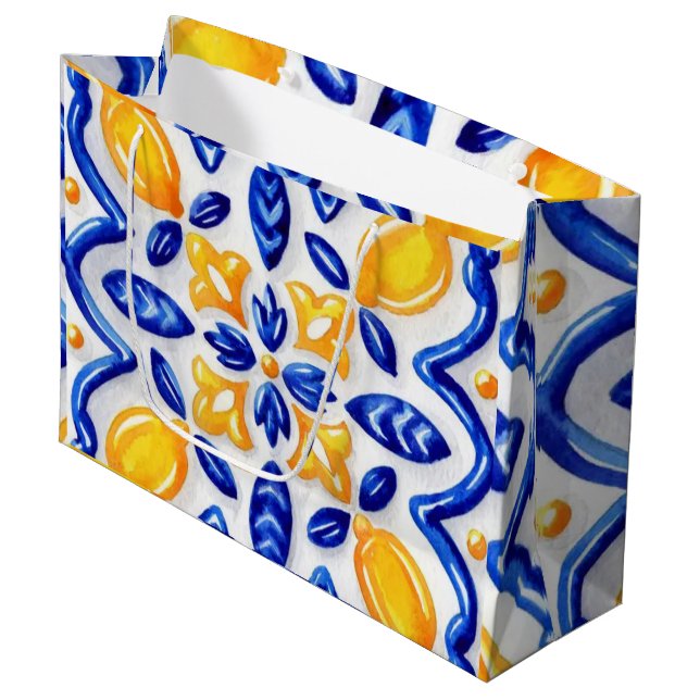 Bolsa De Regalo Grande Mediterranean Lemon Blossom Ceramic Hand Painted  (Angulo Anverso)