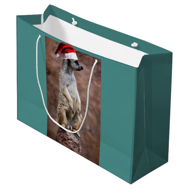 Bolsa De Regalo Grande MeerKat de Navidad (Angulo Anverso)