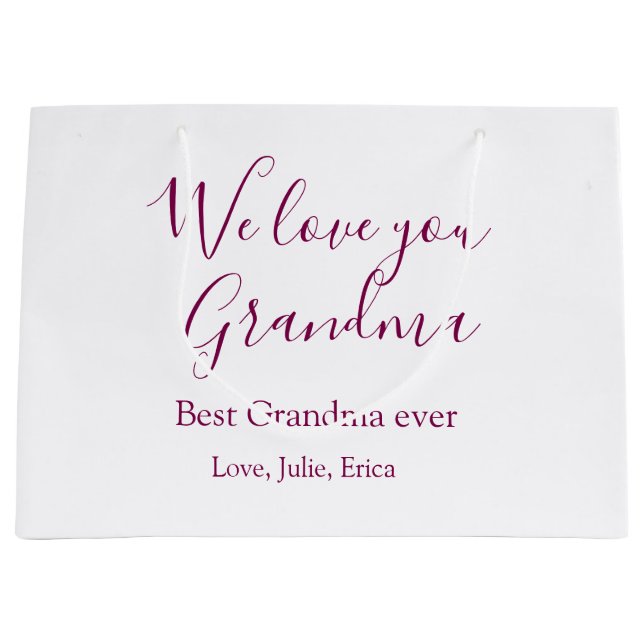 Bolsa De Regalo Grande mejor abuela jamás abuelos foto regalos clásicos (Anverso)