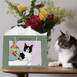 Bolsa De Regalo Grande Mejor Mamá de Gato Gato Elegante de Esmoquin Día d