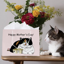 Bolsa De Regalo Grande Mejor Mamá de Gato Minada Gato de Tres Colores Día