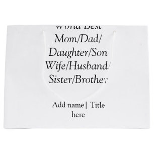 Bolsa De Regalo Grande Mejor mamá del mundo esposo esposa papá hija hijo 