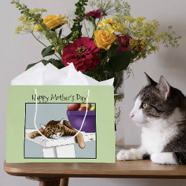 Bolsa De Regalo Grande Mejor Mamá Gata Gato Atigrado Dulce Día de la Madr