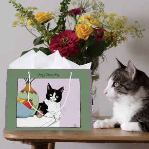 Bolsa De Regalo Grande Mejor Papá Gato Gato Esmoquinado Día del Padre