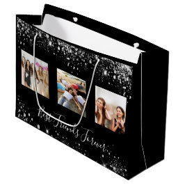 Bolsa De Regalo Grande Mejores amigos foto purpurina negro de plata