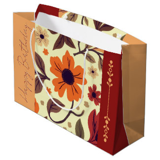 Bolsa De Regalo Grande Melocotón Naranja y Marrón Oxidado