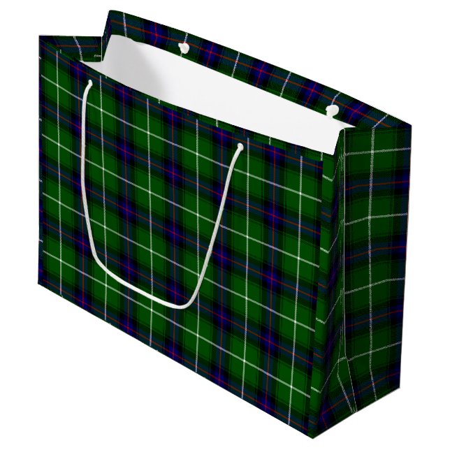 Bolsa De Regalo Grande Melocotonería azul tartán de MacDonald (Angulo Anverso)