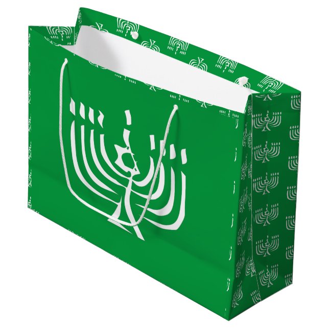 Bolsa De Regalo Grande Menorah blanco moderno (Angulo Anverso)