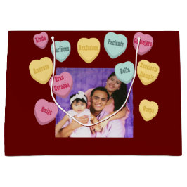 Bolsa De Regalo Grande Mensaje fotográfico de los corazones rojos | Día d