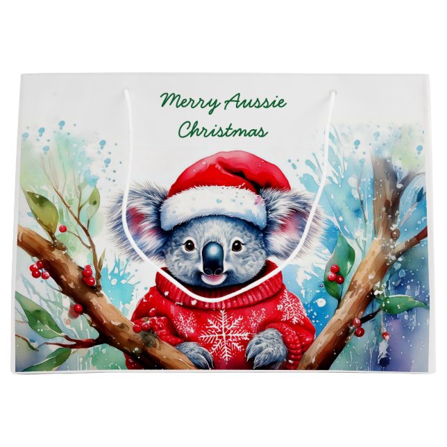 Bolsa De Regalo Grande Merry Aussie Navidades Koala (Anverso)