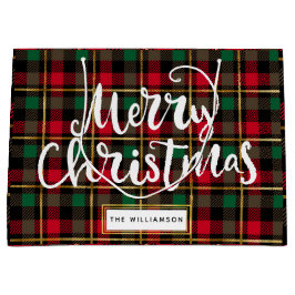 Bolsa De Regalo Grande Merry Christmas Buffalo Plaid
