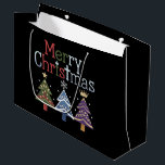 Bolsa De Regalo Grande Merry Christmas Cross Xmas Tree Retro<br><div class="desc">Merry Christmas Cross Xmas Tree Retro</div>