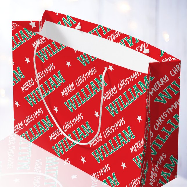 Bolsa De Regalo Grande Merry Christmas Custom Name Red Green (Subido por el creador)