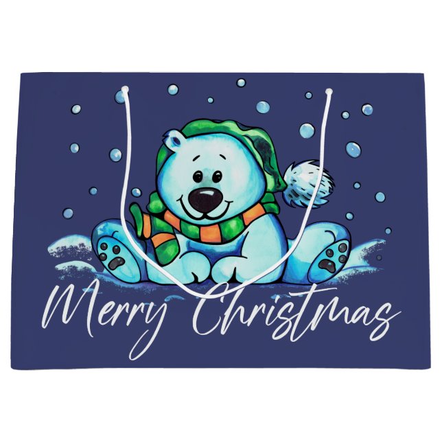 Bolsa De Regalo Grande Merry Christmas Cute Bear (Anverso)