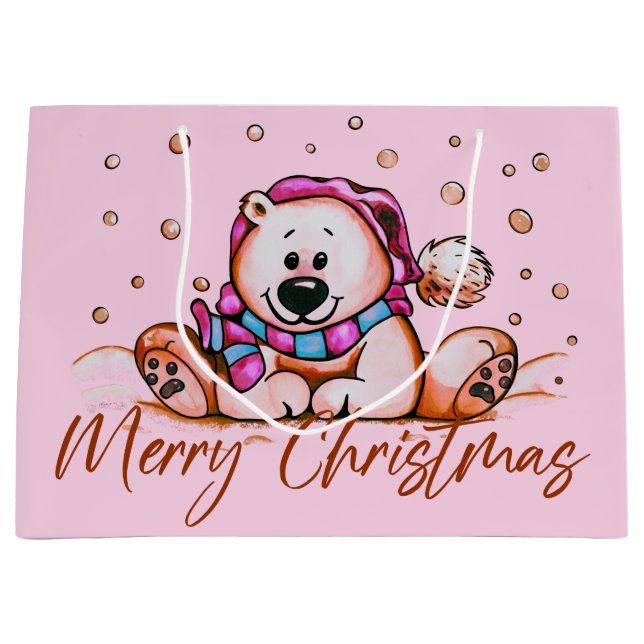 Bolsa De Regalo Grande Merry Christmas Cute Bear (Anverso)