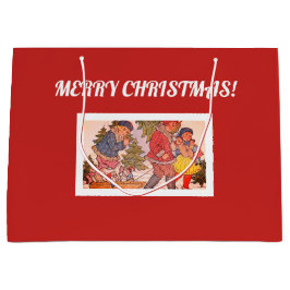 Bolsa De Regalo Grande MERRY CHRISTMAS FOLY ART Gift Bag