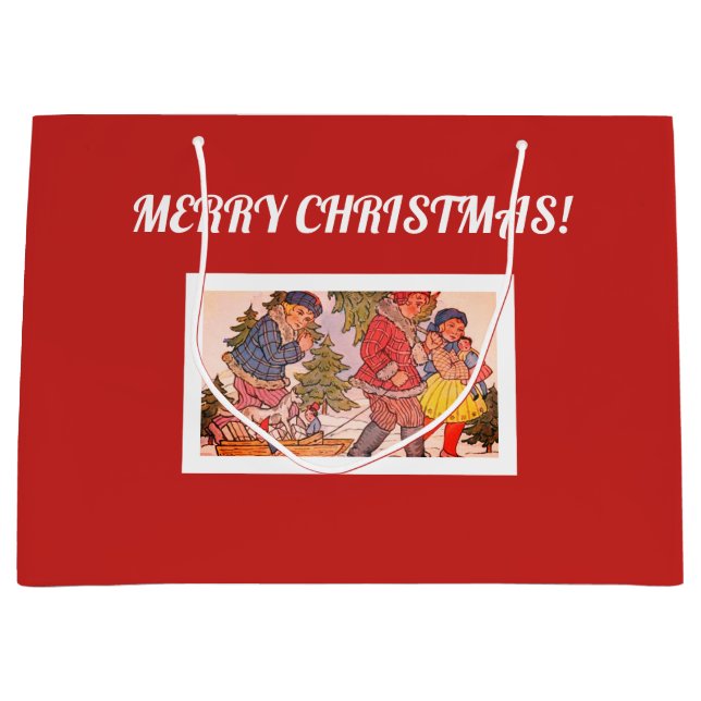 Bolsa De Regalo Grande MERRY CHRISTMAS FOLY ART Gift Bag (Anverso)