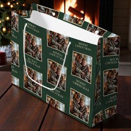 Bolsa De Regalo Grande Merry Christmas Green Photo Holiday