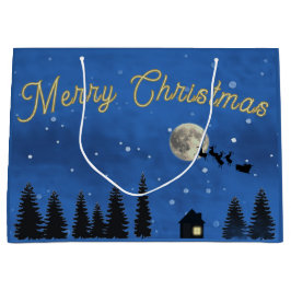 Bolsa De Regalo Grande Merry Christmas Night Sky Gift Bag