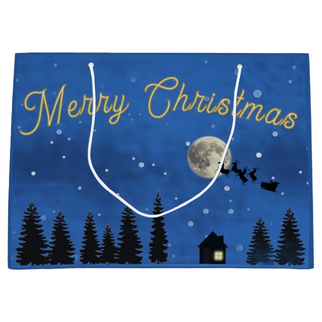 Bolsa De Regalo Grande Merry Christmas Night Sky Gift Bag (Anverso)