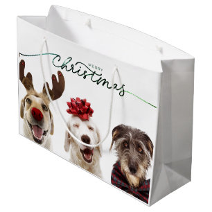 BOLSA DE REGALO GRANDE MERRY CHRISTMAS PERROS REGALO DE REGALO CONTEMPORÁ