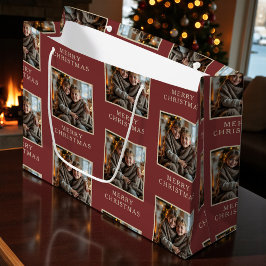 Bolsa De Regalo Grande Merry Christmas Red Photo Holiday