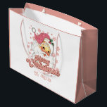 Bolsa De Regalo Grande Merry Christmas Retro Typography Santa Gorra Rosa<br><div class="desc">Feliz Navidad,  tipografía retro rosa con un santa claus con un gorra rosa.</div>
