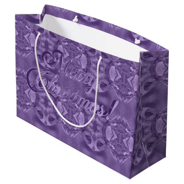 Bolsa De Regalo Grande Merry Christmas Script Elegant Purple (Angulo reverso)