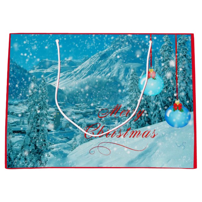 Bolsa De Regalo Grande Merry Christmas Snowley Village (Anverso)