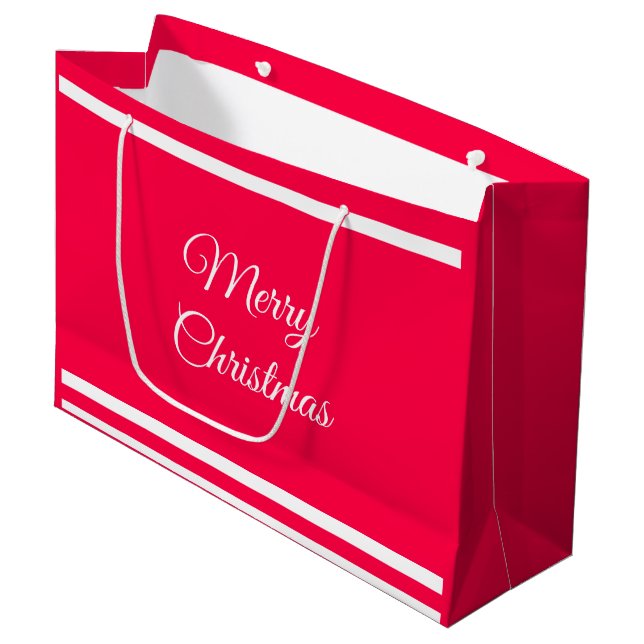 Bolsa De Regalo Grande Merry Christmas Text Nostalgic Red White Template (Angulo Anverso)