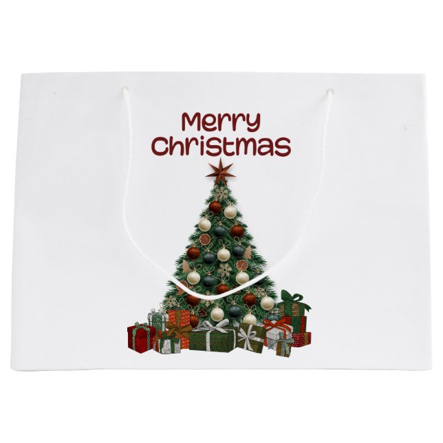 Bolsa De Regalo Grande Merry Christmas Tree Gift Bag (Anverso)