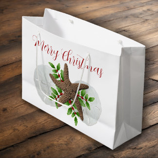 Bolsa De Regalo Grande Merry Florida Navidades Starfish Sand Dollars