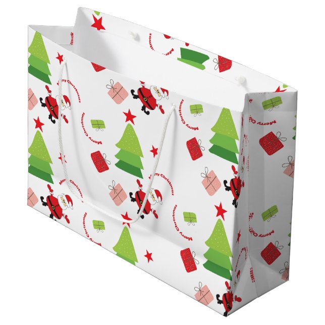 Bolsa De Regalo Grande Merry Santa Red Y Green (Angulo Anverso)