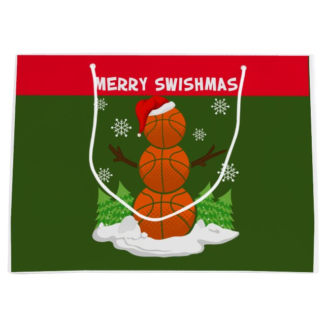 Bolsa De Regalo Grande MERRY SWISHMAS Basketball (Anverso)