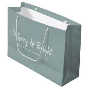 Bolsa De Regalo Grande Merry y Bright Caligrafía de guión casual