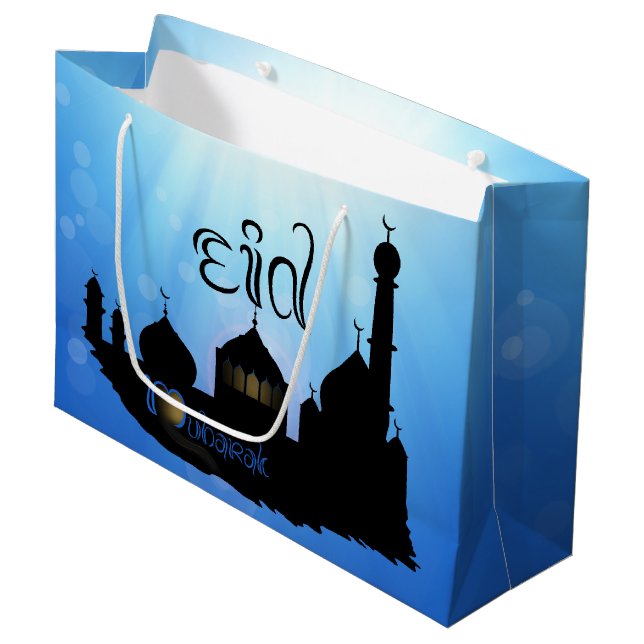 Bolsa De Regalo Grande Mezquita de Eid Mubarak con tipografía (Angulo Anverso)