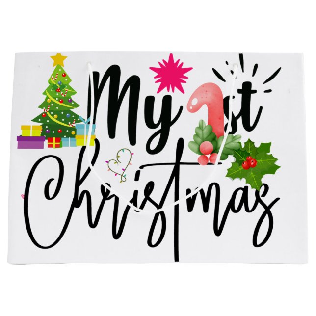 Bolsa De Regalo Grande mi primera fiesta de navidad traje de bebé (Anverso)