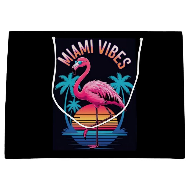 Bolsa De Regalo Grande Miami Vibes Summer Flamingo Design-63454 (Anverso)