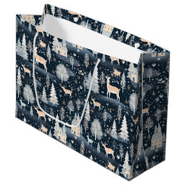 Bolsa De Regalo Grande Midnight Blue Snowy Village