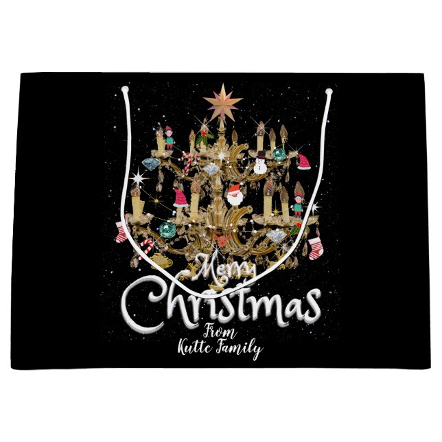 Bolsa De Regalo Grande Mikitiez clásicas whitechristmas luz jollyholly (Anverso)