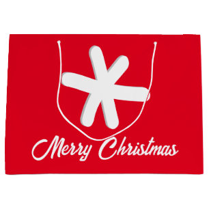 Bolsa De Regalo Grande Mínimo copo blanco de nieve Feliz Navidad Rojo