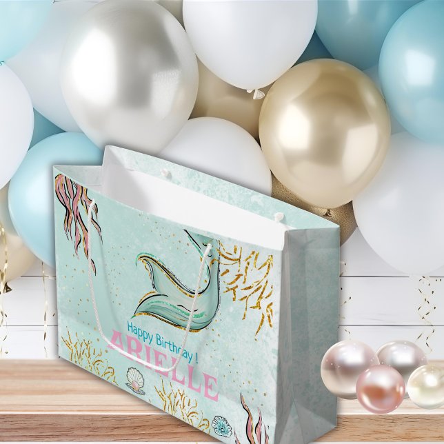 Bolsa De Regalo Grande Mint Glitter Mermaid tail under the sea Treats (Subido por el creador)