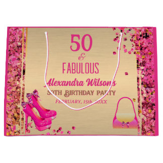 Bolsa De Regalo Grande Moda 50 y fabulosos tacones altos oro Purpurina ro