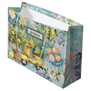 Bolsa De Regalo Grande Moda azul turquesa siciliano de cítricos coloració