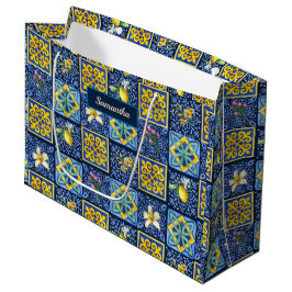 Bolsa De Regalo Grande Moda Azul verde azulado Cítrico Siciliano Mediterr