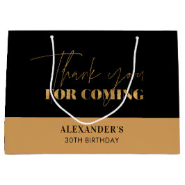 Bolsa De Regalo Grande Moda Black and Gold Script Birday Gracias